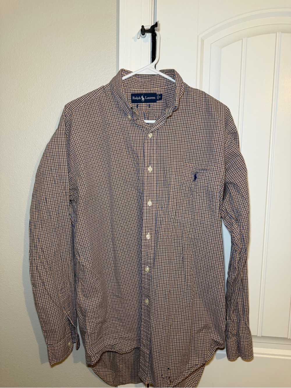 Ralph Lauren Men’s Orange & Blue Check Button-Down Shirt